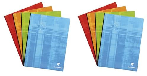 Clairefontaine 69341C Un Cahier Brochure Dos Toilé - 24x32 cm - 192 Pages Grands Carreaux - Papier Blanc 90 g - Couverture Carte Pelliculée Couleur Aléatoire (Lot de 2)
