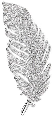 Ryaupy Broche en Forme de Plume avec Ctrass - Broches de Robe Vintage pour Hommes et Femmes - pour Vie Quotidienne, Vacances, Mariages, Rendez-Vous et Cadeaux de Cijoux(Argent)