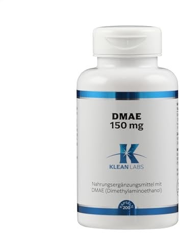 Klean Labs - DMAE (dimetilamminoetanolo) 150mg per capsula - 200 capsule - vegano, senza ingegneria genetica, senza additivi indesiderati e ad alto dosaggio