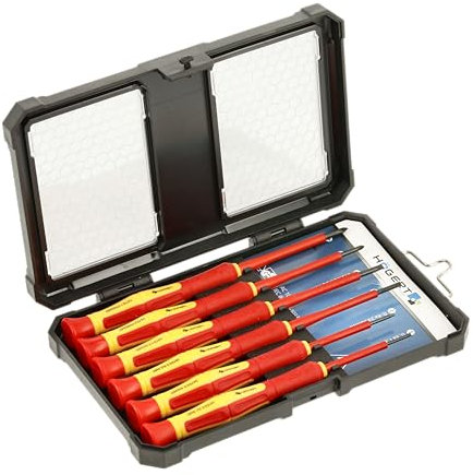Högert Technik Lot de 6 tournevis de précision - Jeu de tournevis VDE - Certificat VDE 1000 V - En acier CrV