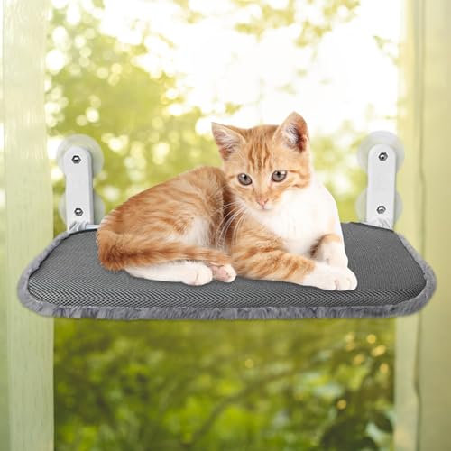 Lvjkes amaca per gatti, amaca pieghevole da 52 x 30 cm, per gatti con robusto telaio in metallo e 4 robuste ventose aggiornate,Tessuti diversi sopra e sotto, adatti a tutte le stagioni