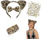 XNIVUIS 5 Stück Leoparden Kostüm Set,Leopard Gesicht Kunst Aufkleber Ohren Haarreif Fliege Armband,Leoparden Ohren für Kinder für Dschungelparty Kostüm Party Dekoration Zubehör(5 Stück)
