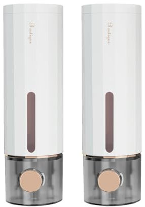 Lot de 2 distributeurs de savon, fixation murale, sans perçage, 450 ml, pour lavabo, salle de bain, gel douche, fenêtre transparente, idéal pour lavabo, gel douche et désinfectant pour les mains
