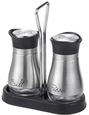 Salieres Et Poivrieres en Acier Inoxydable, 100ml Salière et Poivrière Set, Sel et Poivre de Table Récipient à Bouteille avec Fond En Verre pour Maison Cuisine Épices Restaurant Camping - Argent