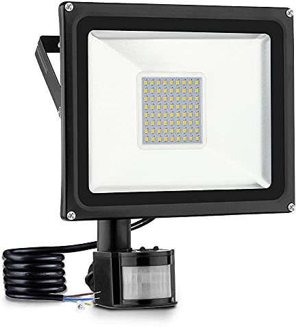 Foco LED Blanco Cálido de 20W con Movimiento, Reflector, Proyector, Focos para Exterior, Lámpara Impermeable IP65, 2000LM, 2800-3200 K