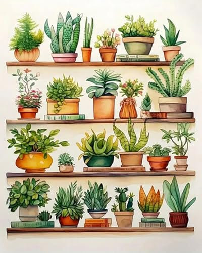 Brennora 5D Diamond Painting Kits Plant Pot DIY Adult Kids Beginner Diamond Crafts Home Wall Decoration 40×50cm