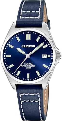 Calypso Damenuhr Analog aus Leder Blau