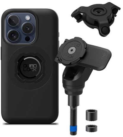 Quad Lock Support Téléphone à Tige Filetée de Moto Pro avec Amortisseur de Vibrations et Coque MAG pour iPhone 15 Pro