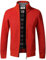 Jinsha Cardigan da Uomo Lavorato a Maglia, con Cerniera Intera, Caldo Maglione Invernale Foderato in Pile(Orange Red L)