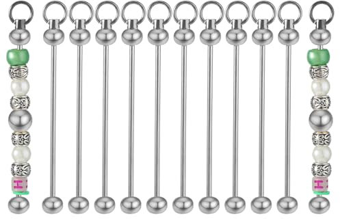 JIEYAO 10 Stück Perlen-Schlüsselanhänger Stangen,Metall Rohlinge Schlüsselanhänger Streifen Blanko Schlüsselanhänger-Ringe zum Basteln für Schmuckherstellung Keychain Frauen DIY Weihnachts