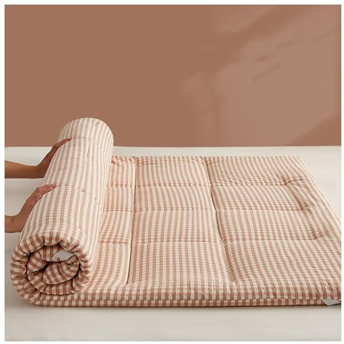 Tragbare Futonmatratze, Dicke Bodenmatratze, Isomatte, Faltbare Rollmatratze, Verdickte Japanische Matratze for Zuhause, Camping, Schlafsaal, Matratzenunterlage, Bodenliege, Kissenbett(Pink Lattice,15