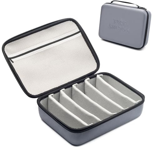 Face Shadow Brillenbox für Mehrere Brillen, Sonnenbrille Aufbewahrung Organizer Brillenaufbewahrung, Einstellbare Fächer, für Damen Herren,5 Schlitze