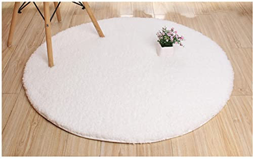 Runder Berber-Fleece-Badematte, weicher und bequemer Teppich für Wohnzimmer und Schlafzimmer, 140 cm Durchmesser, Weiß