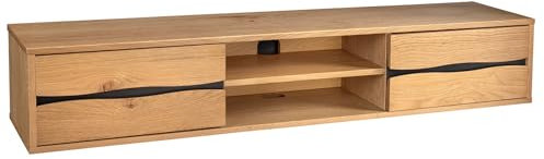 Hängendes TV-Lowboard Living Edge - 160cm - Natur schwarz - Wildeiche geölt - mit Baumkante