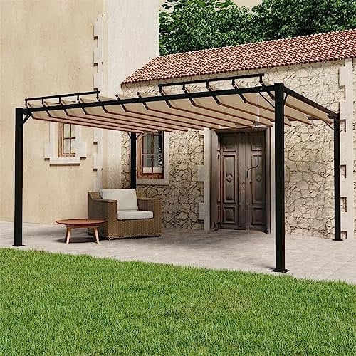 qohoio Pergolato a Lamelle 3x4m Grigio Talpa Tessuto e Alluminio,Prato e Giardino,Vita all'aperto,Strutture da Esterno,Baldacchini e gazebo-313928