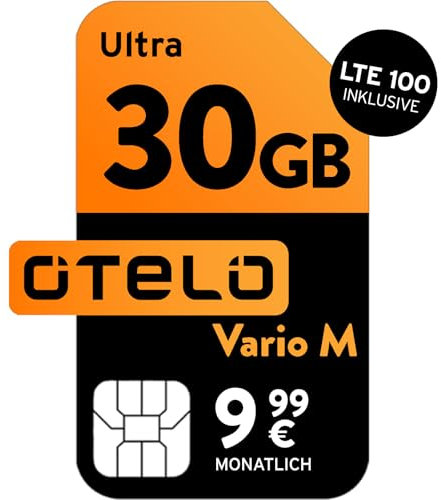 Vario M | Allnet 30 GB | 9,99 EUR/Monat | LTE 100 | 40 EUR Bonus bei Rufnummernmitnahme | 24 Mon. Laufzeit