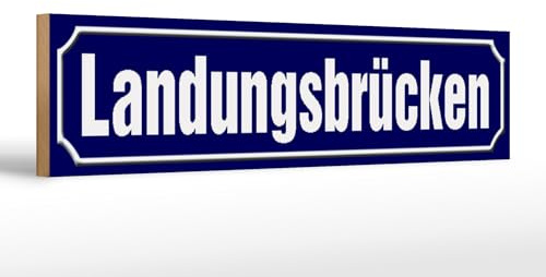 Femer Holzschild Straßenschild 46x10cm Landungsbrücken Hamburg Dekoration