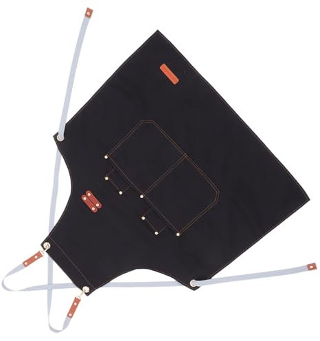 CATIEBYE Wasserdichte Schürze Aus Segeltuch Gekreuzte Rückseite Verstellbar Vollständige Abdeckung Für Gartenarbeit Malerei Schwarz