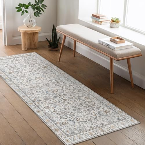 BEIMO Boho Teppich Wohnzimmer Schlafzimmer Vintage Waschbare Teppich Kurzflor rutschfest Teppiche für Küche 80X300CM