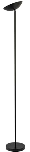 Happy Homewares Designer LED Uplighter Metal Floor Lamp in Matte Black with Memory Dimmer Button | 20w 2200 Lumens | 3000k Warm White | Adjustable Head | 180cm x 25cm
