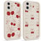 Phoona 2 packs Bow Tie Cherry Print Phone Case for iPhone 11 6,1'', Cute Pattern Aesthetics Design with Full Camera Lens Cover, Soft Shockproof Protective Bumper Funda for Women Girls