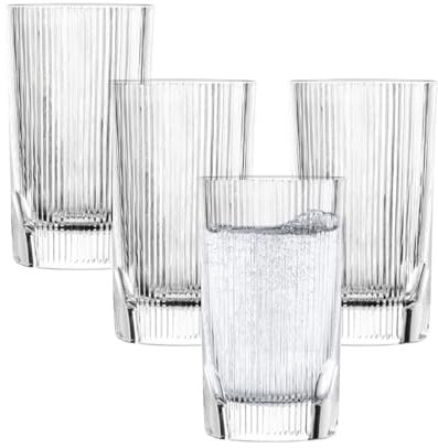 Schott Zwiesel Allround Becher Fave (4er Set), moderne Trinkgläser mit Reliefrillen und cut outs, Kristallgläser spülmaschinengeeignet (Art. Nr. 124304)
