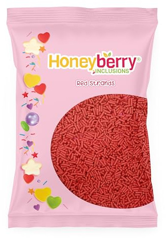 Vermicelles Pâtisserie Naturels et Comestibles 55g – Décorations Colorées pour Gâteaux, Cupcakes, Biscuits, Glaces et Desserts – Sprinkles Sucrés Fabriqués dans l’UE (Vermicelles Rouges)