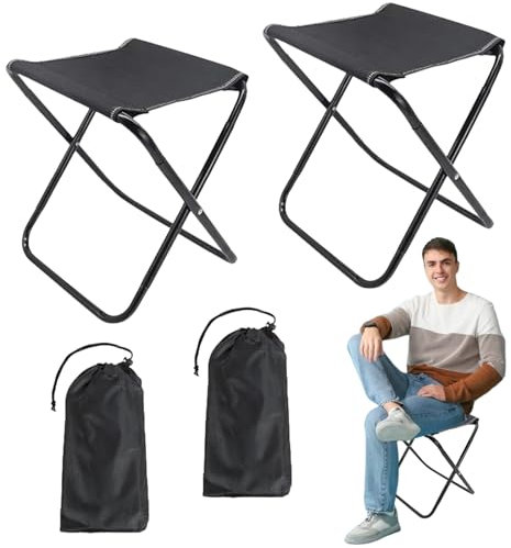 Taburete Plegable para Camping,2 unidades Taburete Plegable para Exterior,Sillas Plegables Pesca,Mini Plegable Portátil Silla,Pequeño Taburete Plegable Portátil,para Playas,Excursiones,Caza,Golf