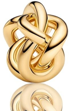 LaMenars Damen Charm Anhänger für Armbänd Gold Infinity Knot with Zirconia 925 Sterling Silber Bead Women Halskette,Schmuck Geschenk Weihnachten,Abschlusssaison,Valentinstag,Muttertag