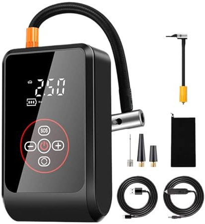 Electric Car Air Pump - Portable Air Compressor Tyre Pump| Electric Bike Cordless Tire Inflator, Auto Shut-Off Electric Pump With LED Screen Car Accessories For Truck Motorcycle Bike Ball Camping