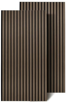 Vkechh 2x Akustikpaneele Holz 120x60 cm, Schallabsorbierende Wandverkleidung mit Holzfurnier & Filz – Modernes Design für Innenräume,Wandpaneele holz zur Raumakustik-Verbesserung,Schwarz Walnuss