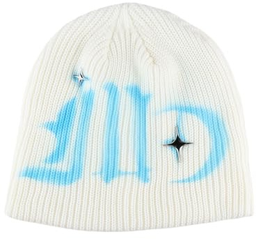 ZenithAura Star Graffiti Hat Y2k Baggy Slouchy Beanie Cap Skull Cap Beanie,Sie Herbst Frühling,Star Graffiti Bbeanie,Hat,Slouch Beanie Leichte Jersey（Weißblauer）