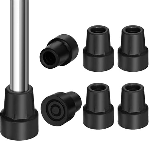AUYAO Krücken Gummi - 6 Stück Gehstock Gummipuffer mit Metallverstärkung Pads,18/23mm Gehhilfen Gummi Rutschfest für Höhere Stabilität Wanderstöcke Senioren Krücken Gehstöcke Stöcke (Schwarz)