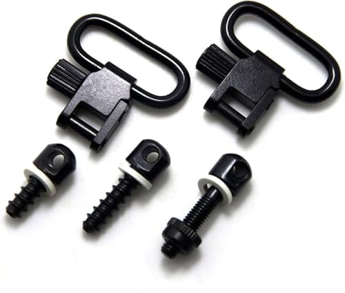 Black 1 Sling Mounting Kit: Quick Detach Swivels (300 LB), Screw-in Bases for Wood/Synthetic Stocks, Bolt Eyelet, 8-Piece Steel Set