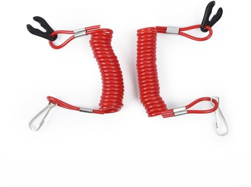 Lot de 2 cordons de sécurité pour interrupteur d'arrêt de bateau - 1 6 m - Compatible avec les moteurs Mercury Johnson - Avec crochet à ressort rotatif