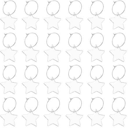 OSOLADY 30pcs Beverage Cup Mug Identifiers Drink Glass Markers Star Shaped Acrylic Material Elegant Transparency Universal Fit Personalization for Gathering