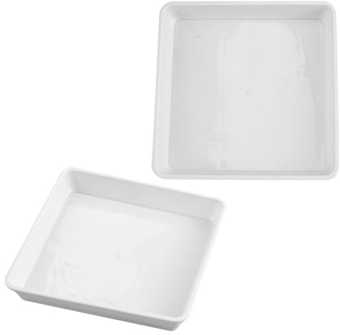 jojofuny 2 Pezzi Sottovaso Quadrato 40x40 in Plastica Bianca, Vassoio per Piante in Vaso, Leggero e Resistente alle Crepe, per Interno e Giardino
