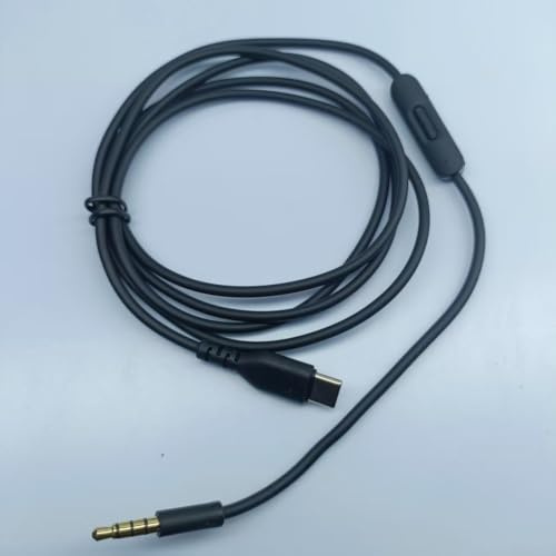 Opatiny 3.5mm Headphone Replacement Cable for Beats Solo 2 3 for mixr Studio Pro - 1.5m Aux Cord with Type-C Adapter & Inline Mic(Black)