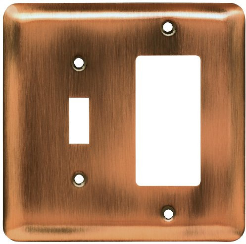 Franklin Messing 126433 aus gestanztem Stahl rund Quad Kippschalter-/Switch Plate/, Messing antik 1 Schalter/Dekoration Single Antique Copper