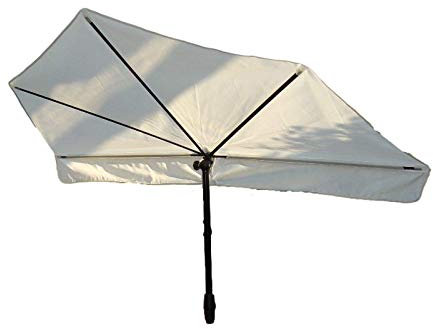 - STABIELO - EXKLUSIV Hollymat ® Balkonfächerschirm - Hollysun- AIDA - BEZUG HUSUM ZANGENBERG - Farbe NATUR / WEISS - WASCHBAR-ABNEHMBAR-AUSTAUSCHBAR -140 x 70 cm mit 360 ° schwenkbarer Universalgelenkhalterung STGVC 2030 SC + Gummikappen zur kratzfreien Befestigung für Geländer bis 40 mm Ø - INNOVATIONEN MADE in GERMANY - HOLLY PRODUKTE STABIELO ® - holly-sunshade ®