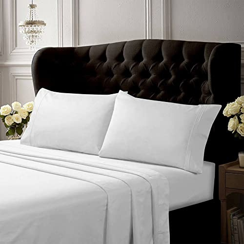 Tribeca Living Bettlaken-Set für King-Size-Bett, Fadenzahl 300, ägyptische Baumwolle, Perkal, Weiß