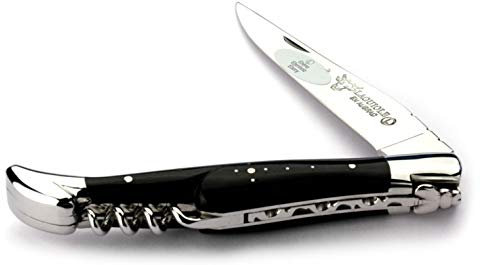 Laguiole en Aubrac Taschenmesser mit Korkenzieher L0312EBIF 12 cm, Griffschalen Ebenholz, Klinge 10 cm glänzend, Backen glänzend