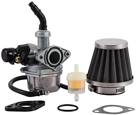 GOOFIT Carburatore 19 PZ19 Moto con Filtro Aria 35mm con Guarnizione con Filtro Carburante Sostituzione per 2 Tempi 50cc 70cc 90cc 110cc 125cc Pit Bike ATV Quad Ciclomotore e Scooter Go Kart Argento