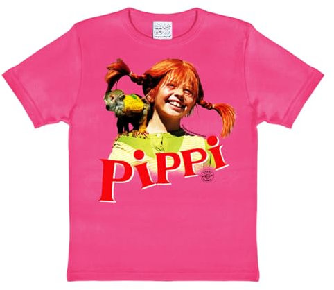 Logoshirt® Pippi Langstrumpf & Herr Nilsson I T-Shirt Print I Kinder I Mädchen I Jungen I kurzärmlig I pink I Lizenziertes Originaldesign; Größe 140/152