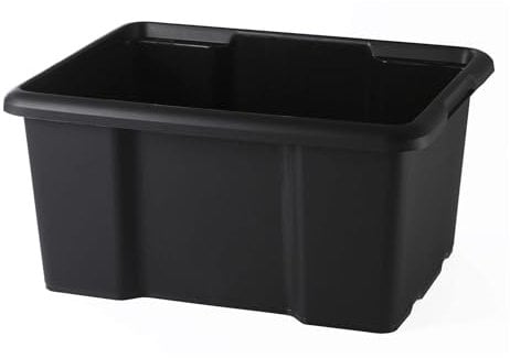 SUNDIS Bac de rangement 30L en plastique recyclé noir, L.46,5xl.36,5x H23cm, empilable et superposable, multiusage, idéal pour l’atelier, le bricolage ou le transport