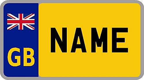 GB Union Jack Personalised Self-Adhesive 90 x 50 mm Childrens Kids Number Plate Sticker to fit Cozy Coupe by Ellis Graphix