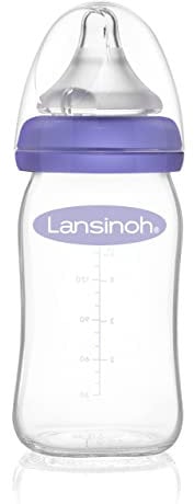 Lansinoh Glas Babyflasche mit NaturalWave Sauger Gr. S, 160 ml