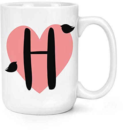 Letter H Heart Alphabet 15oz Large Mug Cup