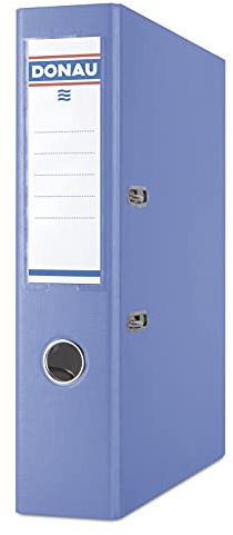 DONAU Ordner DIN A4 / Breit/Blau / 75 mm - 7,5cm/ Karton mit Kunststoffeinband/Schlitzordner Büroordner Aktenordner/Metallgefasstes Griffloch Hebelmechanik Einsteckrückenschild