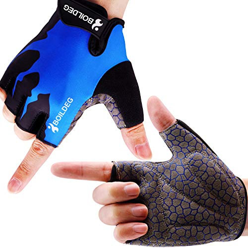 boildeg Fahrradhandschuhe Radsporthandschuhe rutschfeste und stoßdämpfende Mountainbike Handschuhe mit Signalfarbe geeiget Unisex Herren Damen